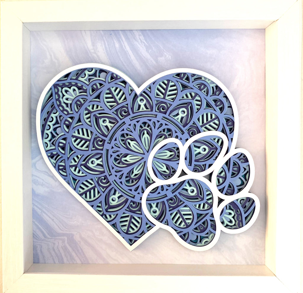 Puppy Paw shadow box and heart
